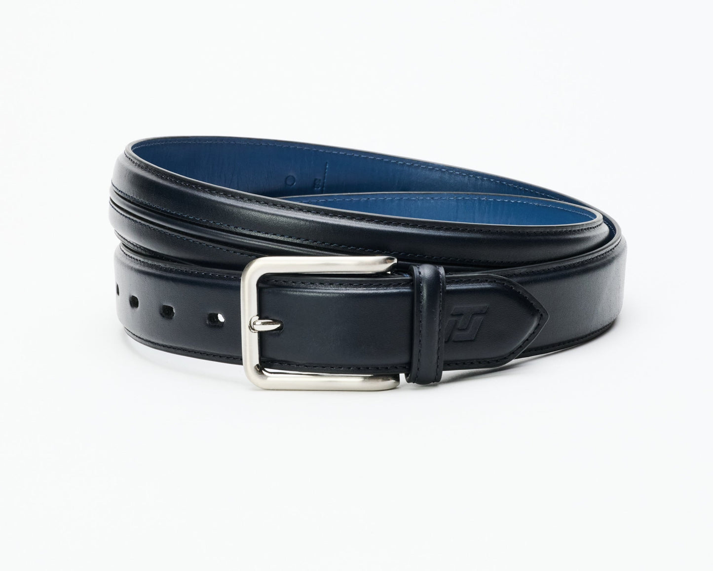 Men's ITL Leather Trapunto Belt - Midnight Navy